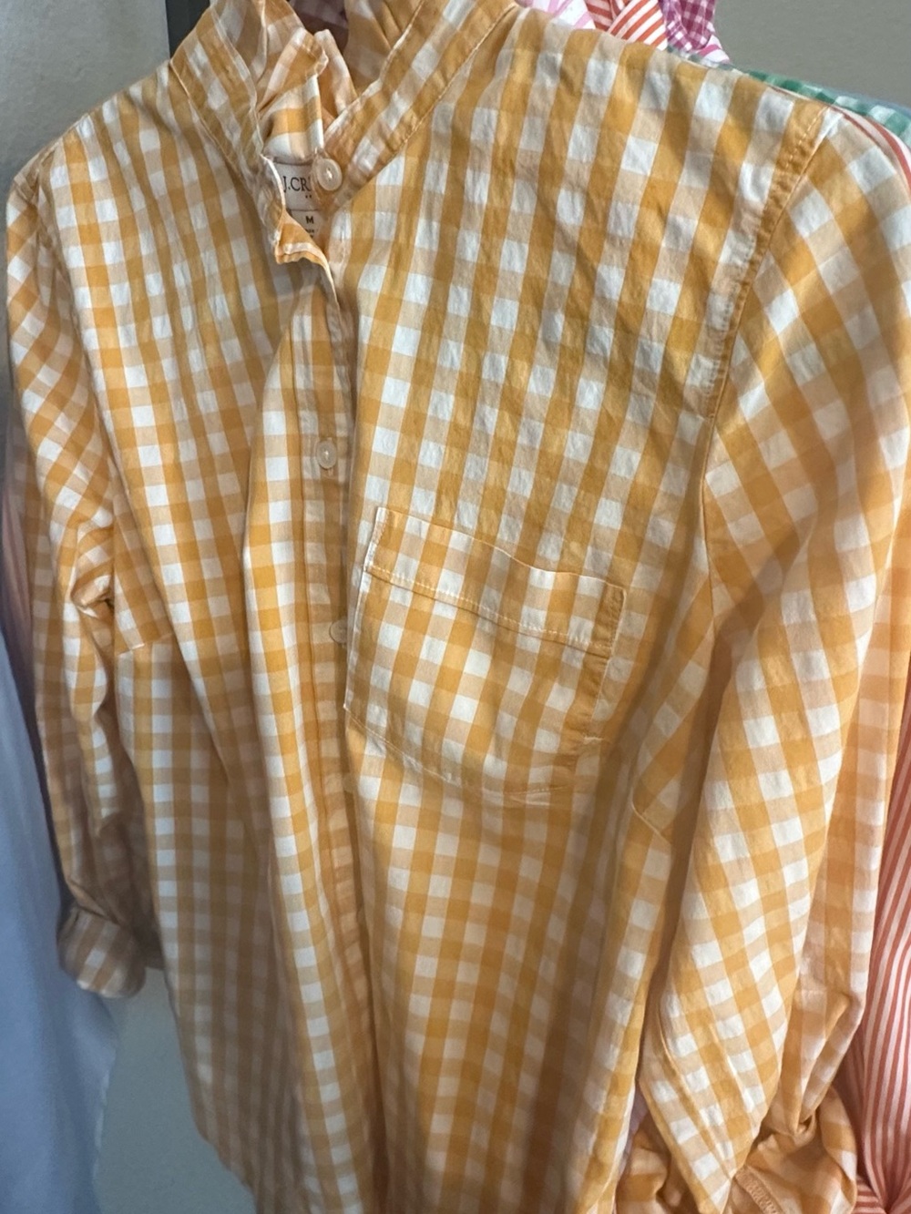 J. Crew Yellow and White Gingham Button-Down Shirt